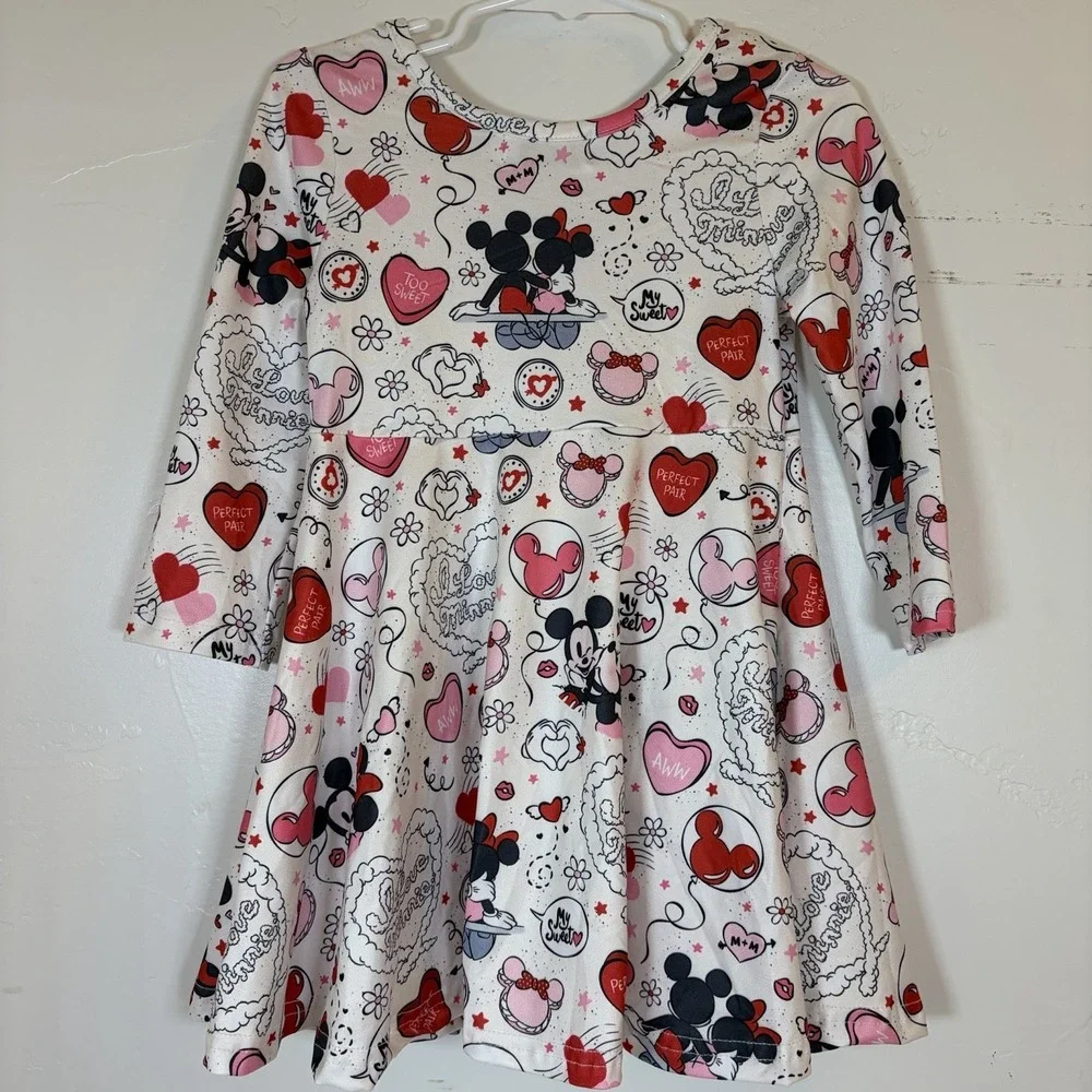 4T Minnie Mouse Mickey Mouse Girls Dress Disney Hearts I Love You